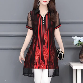 

JUAYKALA Spring and summer women's shirt collar fashion slim striped lace mother shirt