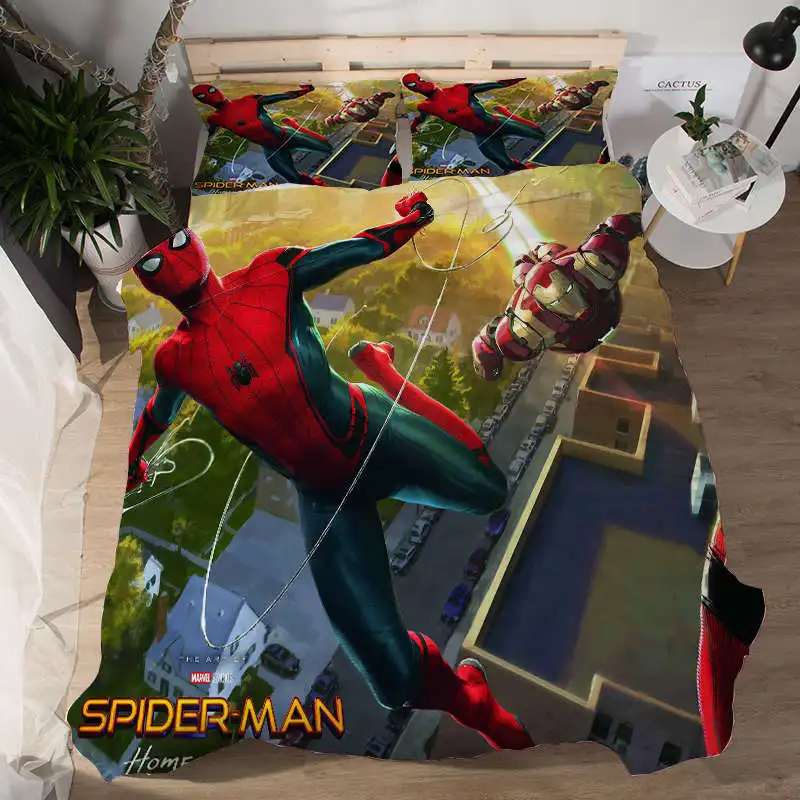 Комплект постельного белья Marvel Человек-паук для детей, спальный одноразмерный пододеяльник, пододеяльник, двуспальное покрывало, королева, покрывало для мальчика, кровать King Full
