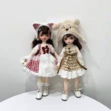 

30cm Height Girl Doll Toys 1/6 BJD Doll with 22 Moveable Joints Replaceable Wig Upgrade Face Makeup Lifelike