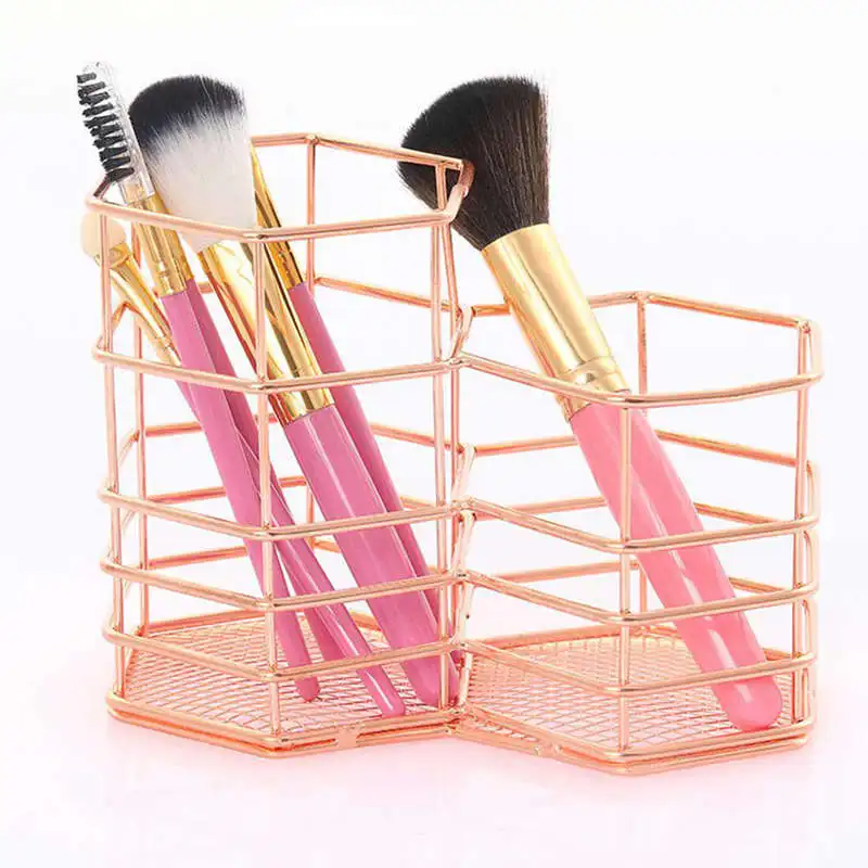 Nordic кованого железа корзина для хранения модные креативные двойная Шестигранная подставка для ручек, для хранения коробка студент для хранение офисных принадлежностей Роза