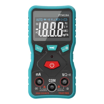 

Digital Smart Multimeter LCD Display True RMS Multitester AC DV Voltage Current Resistance Tester PTM19A