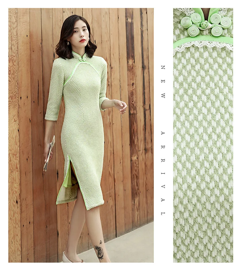Новое поступление, традиционная зимняя одежда, плотное, l, cheongsam, теплое, улучшенное, женское сексуальное платье с длинным рукавом, qipao, платье размера плюс 3XL