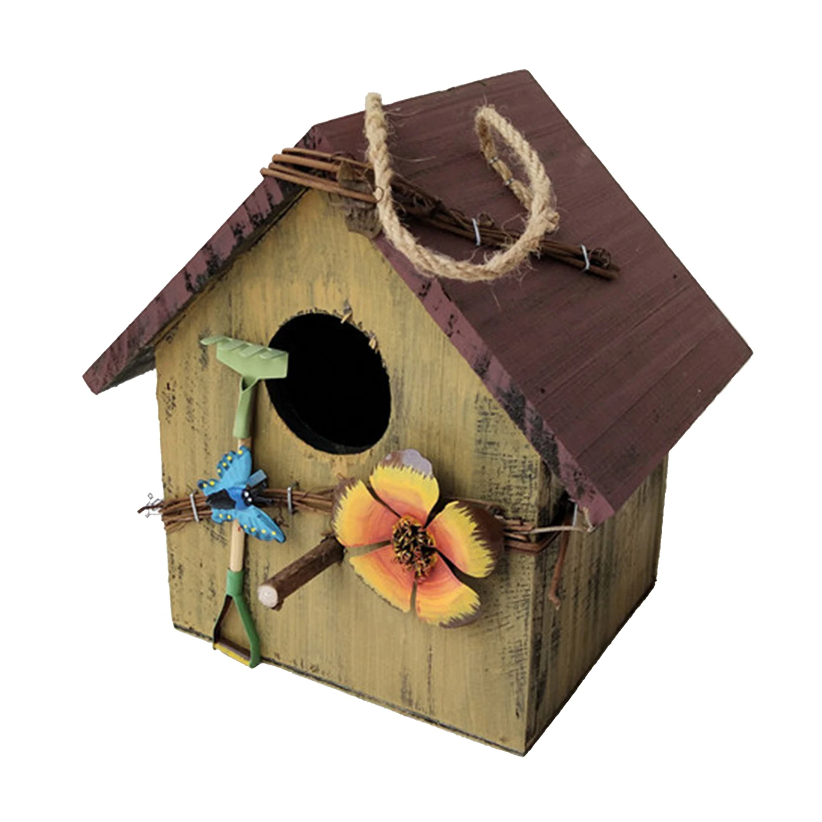 Maison de nid d'oiseau tissé à la main, nid d'oiseau suspendu d'herbe  naturelle pour jardin Patio pelouse bureau décoration intérieure -  AliExpress
