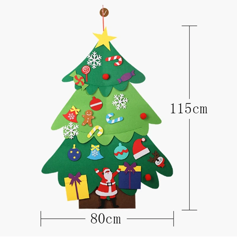 Creative Felt Christmas Tree for Kids Diy Christmas Tree with Toddlers Ornaments for Children Xmas Gifts Hanging Home Door Wall
