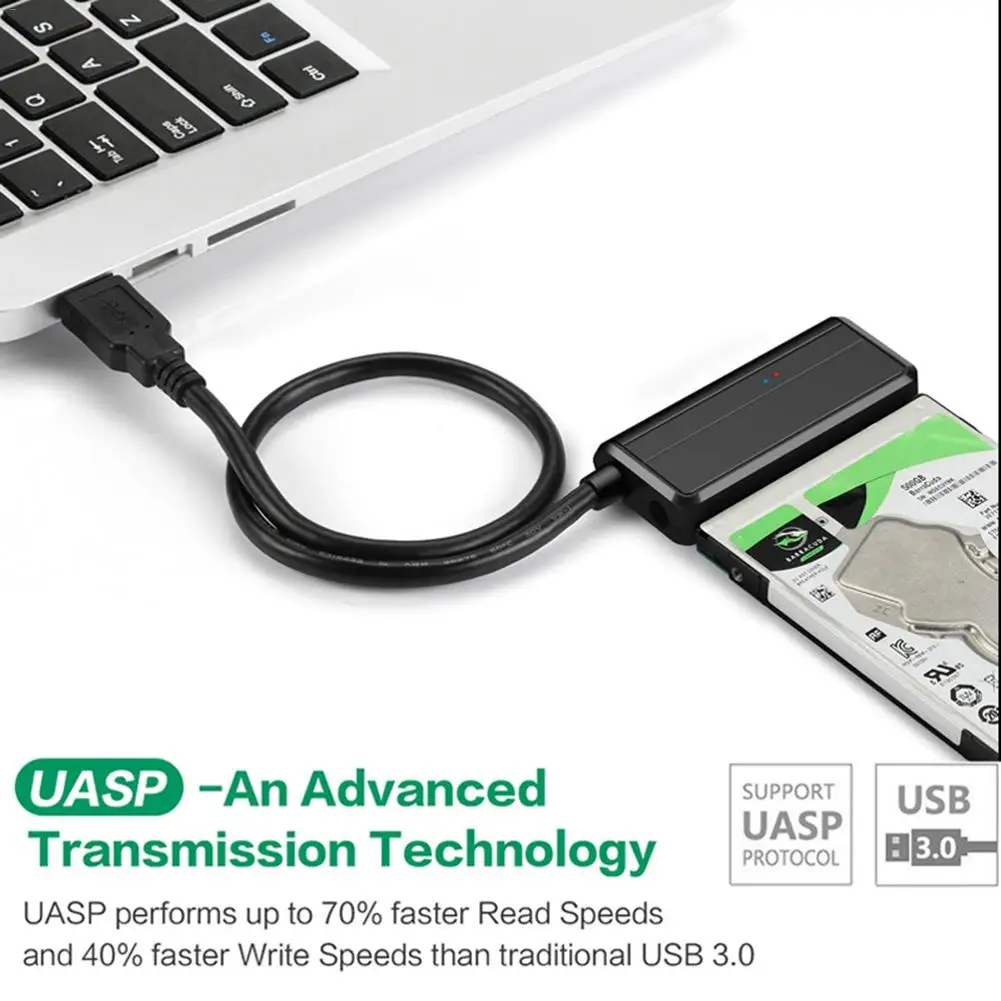 Black Кабель с простым приводом USB3.0 для SATA Кабель-адаптер 2,5/3,5 дюйма кабели для передачи данных жесткого диска черный - Цвет: Black