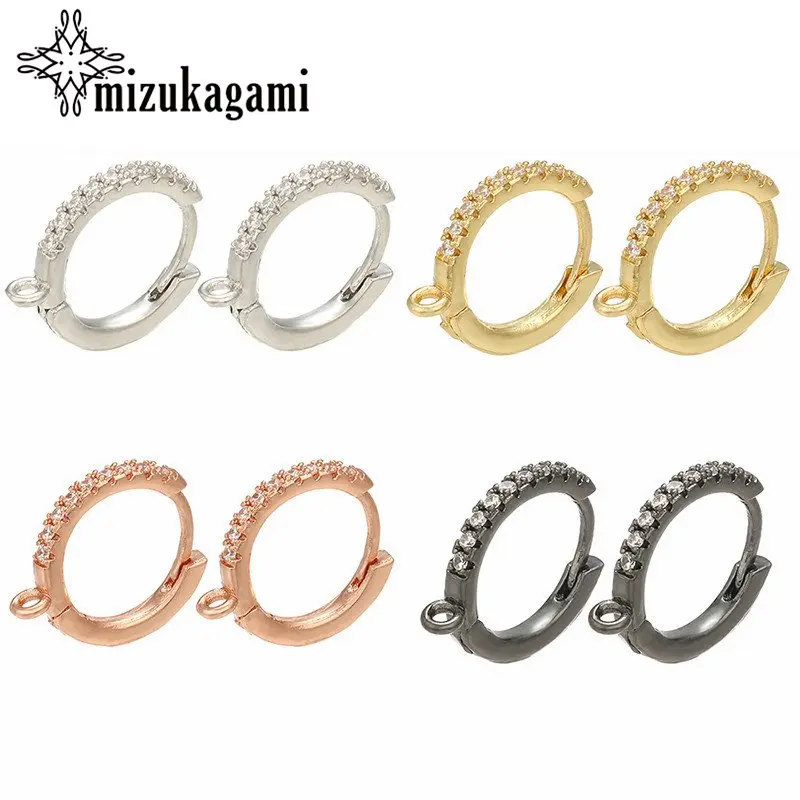 

4pcs/lot DIY Copper Earrings Accessories Micro-inlaid Zircon Ear Ring Accessories Can Be Used With Tag Earrings Accessories Whit