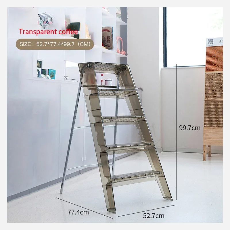 JOYLOVE Japanese Household Ladder Transparent Acrylic Portable Telescopic Folding Ladder Storage Three-step Pedal Plastic Ladder JOYLOVE Japanese Household Ladder Transparent Acrylic Portable Telescopic Folding Ladder Storage Three-step Pedal Plastic Ladder