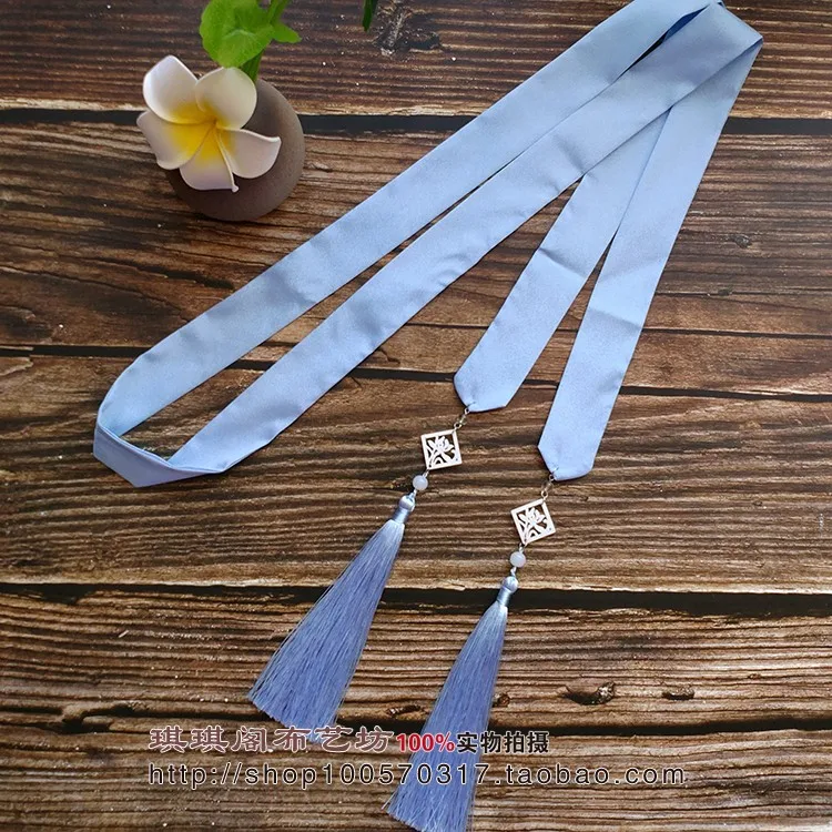 Pure blue Hanfu повязка для волос древняя стильная повязка на голову кисточка стример сплошной цвет для мужчин и женщин повязка для волос с кисточками вытирая аксессуары для волос - Цвет: Pure blue