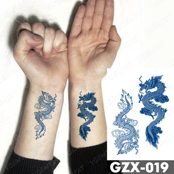 Juice Ink – tatouage temporaire étanche et durable pour homme et femme, autocollant japonais Dragon Totem, aile de soleil, bras d’art corporel