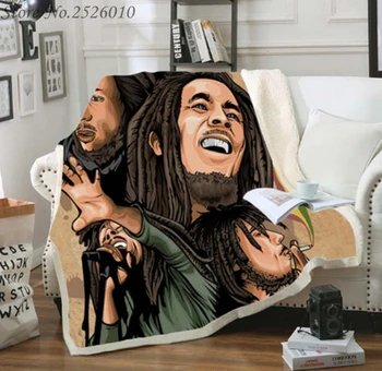 

Throw blanket Bob Marley 3D Velvet Plush Blanket Bedspread For Kids Girls Sherpa Blanket Couch Quilt Cover Travel 03