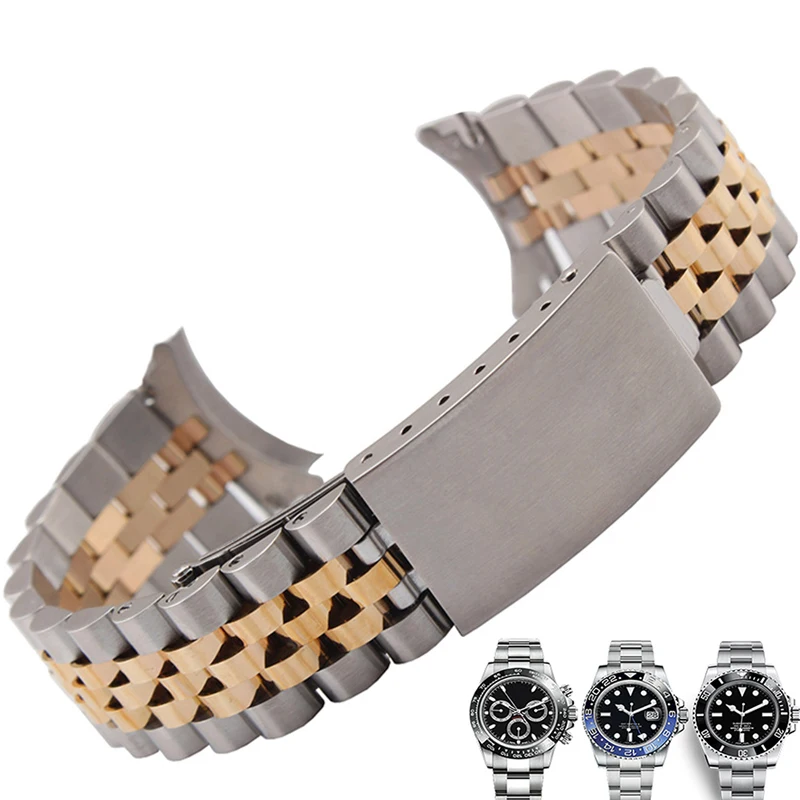 

20mm Solid Curved End Screw Links Clasp Steel Watch Band Bracelet For Rolex OYSTER Style Subamriner Daytona GMT