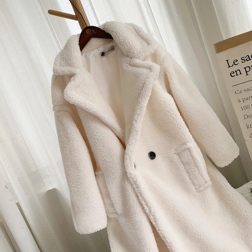 

New Arrival Women Loose Long Windbreaker Lamb Coat Fashion Autumn And Winter Medium Long Windbreaker Lamb Coat chaquetas mujer