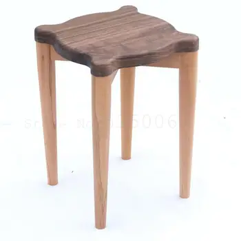 

Solid Wood Dining Room Low Stool Bench Stacked Wooden Stool Square Stool Table Stool Household Black Walnut Color Matching In No