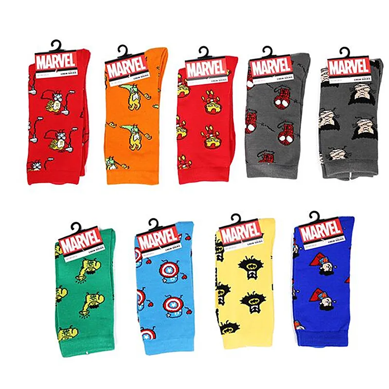 

Marvel Superhero Fashion Pattern Unisex Sock Batman Spiderman Superman Captain Iron Man Pattern Funny Man Socks Give Men Gifts