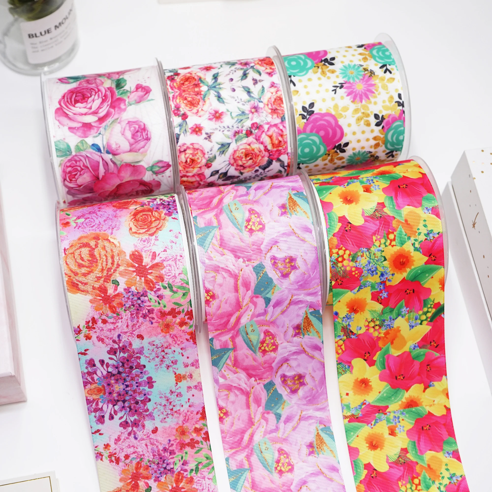 Diy Cartoon Flower Printed Grosgrain Ribbon For Craft Supplies Sewing