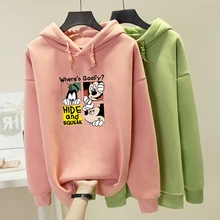 P108 Микки зимние новые корейские свободные негабаритные толстовки женские повседневные толстовки с капюшоном пальто с длинными рукавами Топы уличная одежда