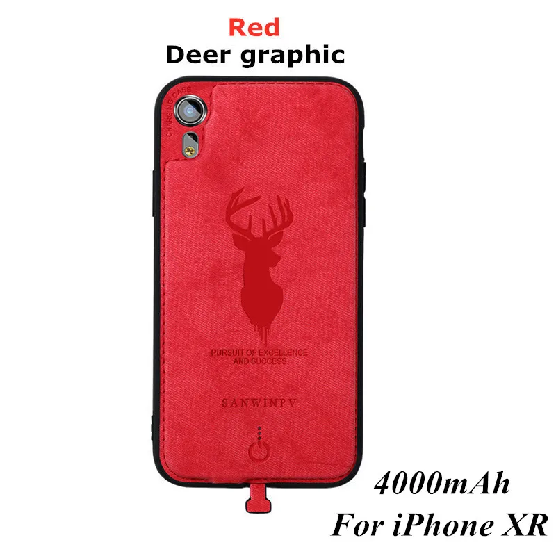 Олень Графический для iPhone XS Max портативный Банк питания чехол для iPhone XR зарядное устройство чехол 4000 мАч Внешний чехол-аккумулятор - Цвет: Red For iPhone XR