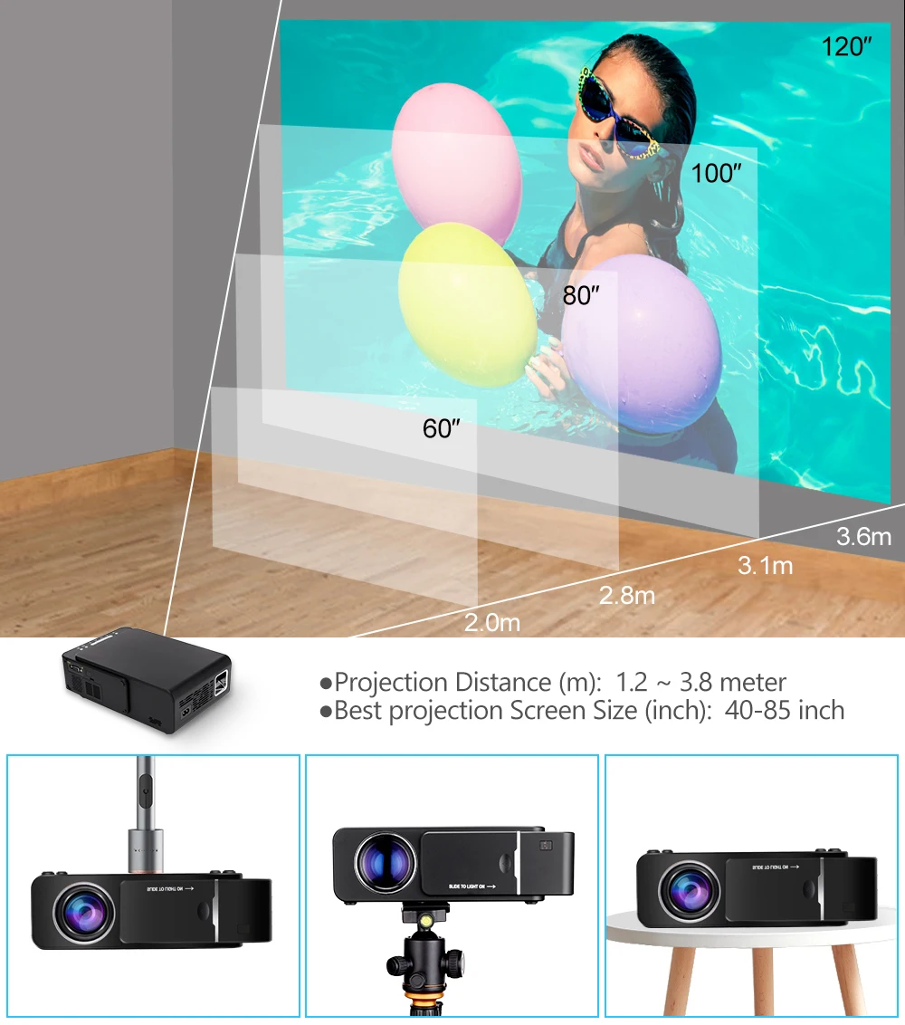 US $85.14 Vivicine 1280x720p Portable Hd Projectoroption Android 100 Hdmi Usb 1080p Home Theater Proyector Wifi Mini Led Beamer