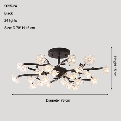 24 Light black Современный светодиодный потолочный светильник для гостиной, спальни, люстры для креативного дома, светильники AC110V/220 V - Цвет абажура: 24 Light black