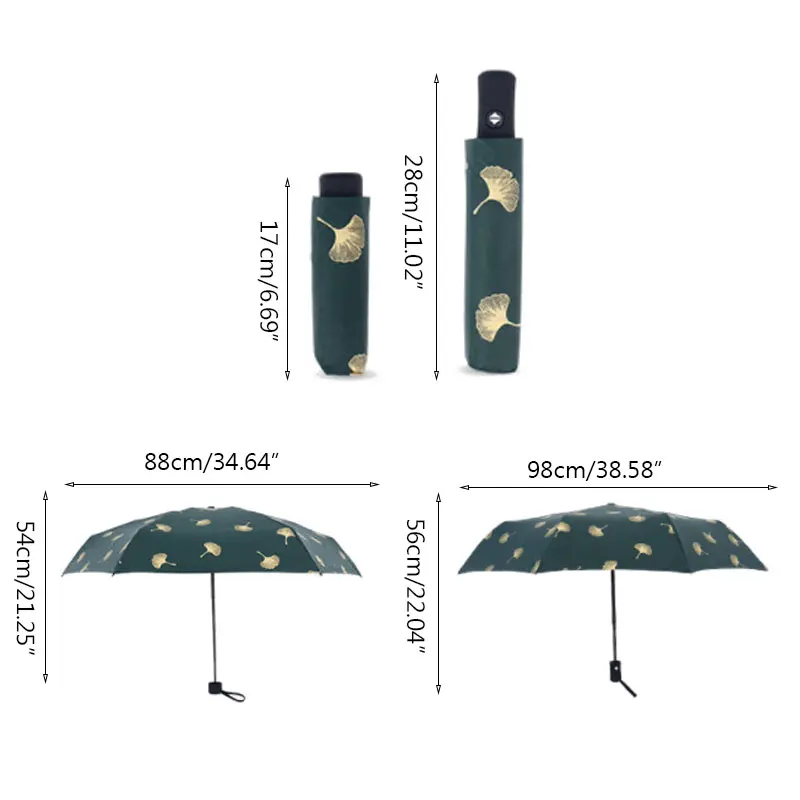 Automatic Black Coating Coated Sun Umbrella Sunscreen Windproof Umbrella Ladies Dual-Use Folding Umbrella
