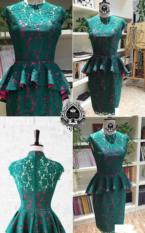 Кружевное коктейльное платье длиной до колена зеленого цвета с оборками vestido de festa, вечерние платья для выпускного вечера, женские короткие платья для матери невесты