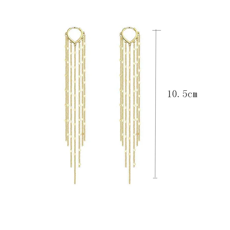 Dominated fashion long metal tassel Drop earrings Korean joker sweet lovely heart elegant Women earrings