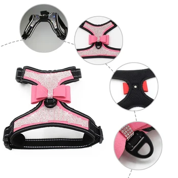 

Dog Cat Lightweight And Comfortable Strap Sequin Chest Strap Adjustable Bow Pet Chest Strap Reflective Belt Nylon Material Bow