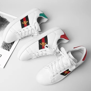 

2020 Autumn Fashion Girls Casual Shoes Girl Sneakers Brand Shoe All-match Bee Embroidered Breathable Flat Leather Shoes