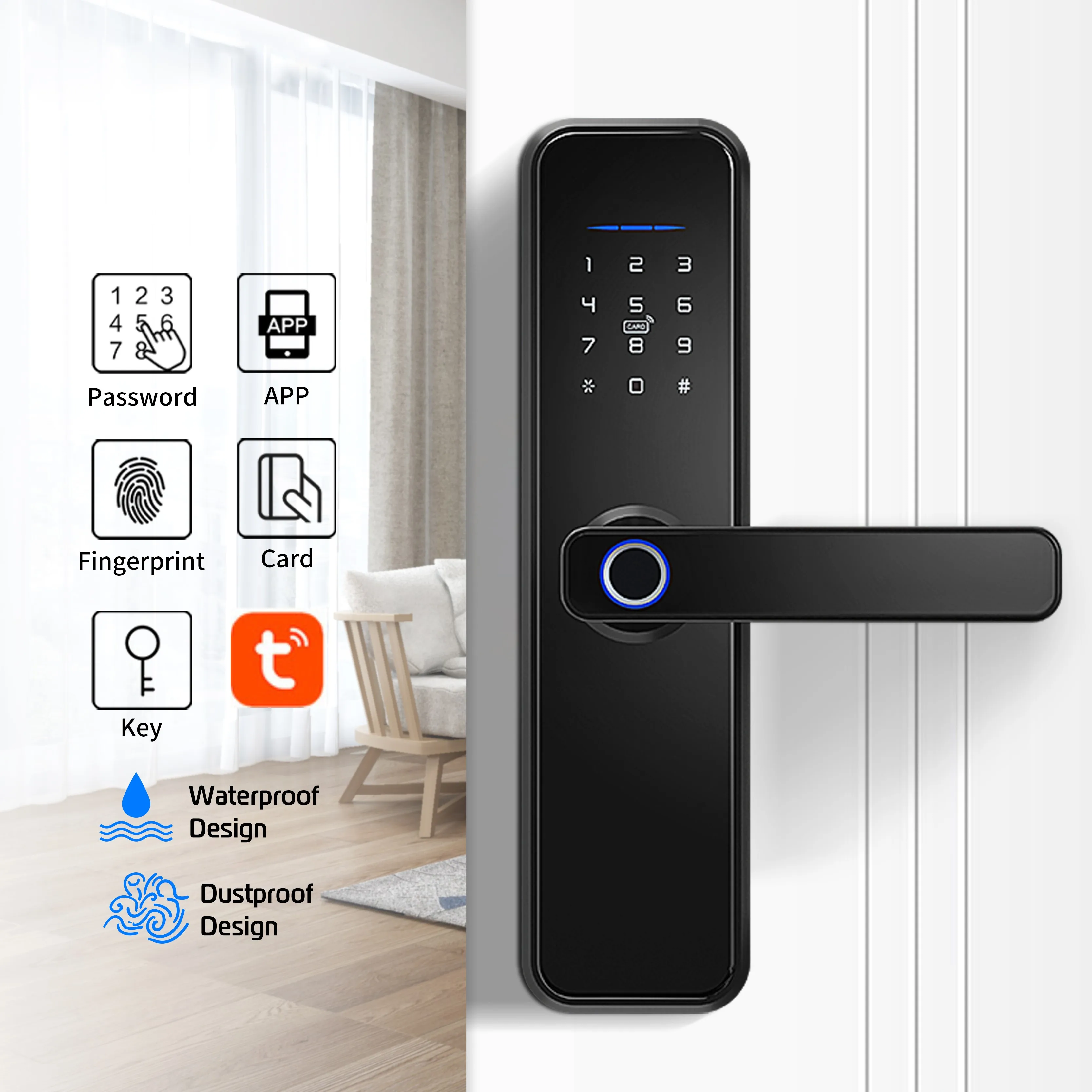 Умный дверной замок X5 водонепроницаемый биометрический смарт-замок Tuya с Wi-Fi