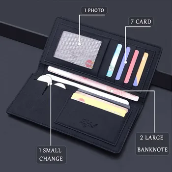 

Vintage Men's Wallet Fashion PU Leather Wallet Multifunction Luxury Wallet Long Slim Male Purse Casual Simple Color Bags*5