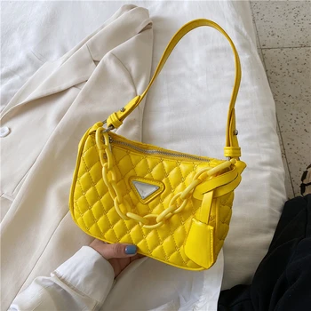 

FANTASY 2020 New 4 Colors Thick Acrylic Chain Handbags For Women Wild Diamond Lattice Armpit Bag Female Shoulder Crossbody Bag