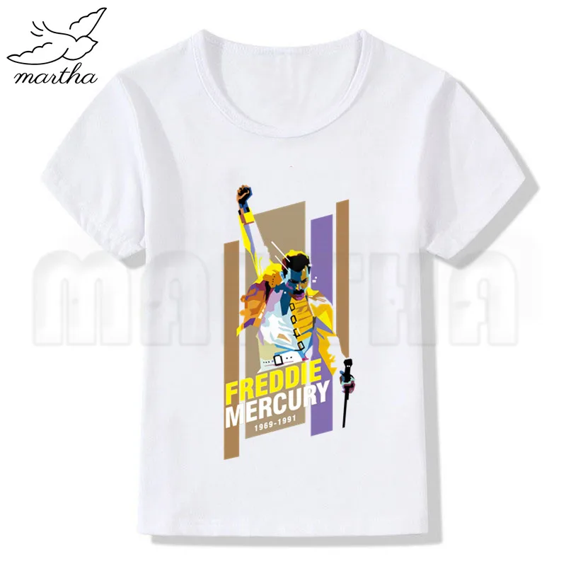 The queen Band Freddie Mercury/Летние Стильные Забавные милые топы для девочек, модная уличная одежда, Harajuku, футболка для мальчиков уличная детская белая футболка