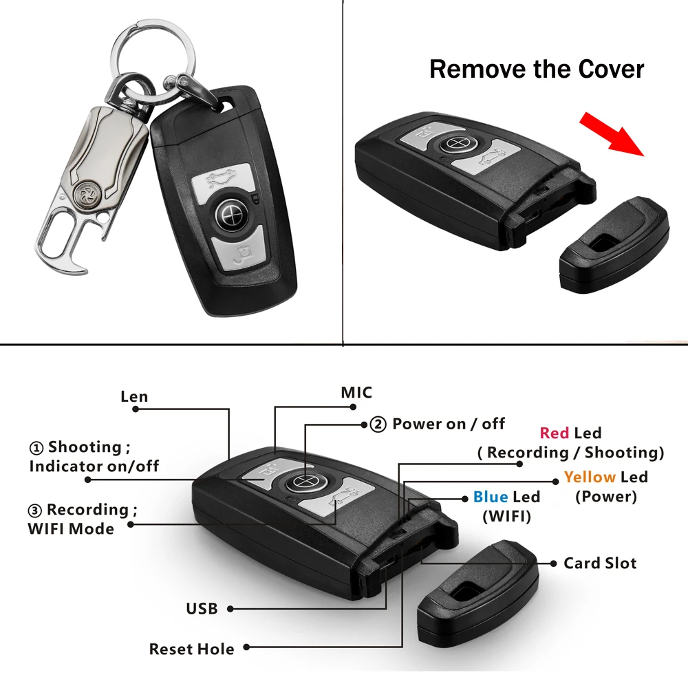 Mini Car key Camera 4K UHD Keyfob WIFI Camera Sensor Camcorder Motion DVR Micro Camera Sport DV Mon