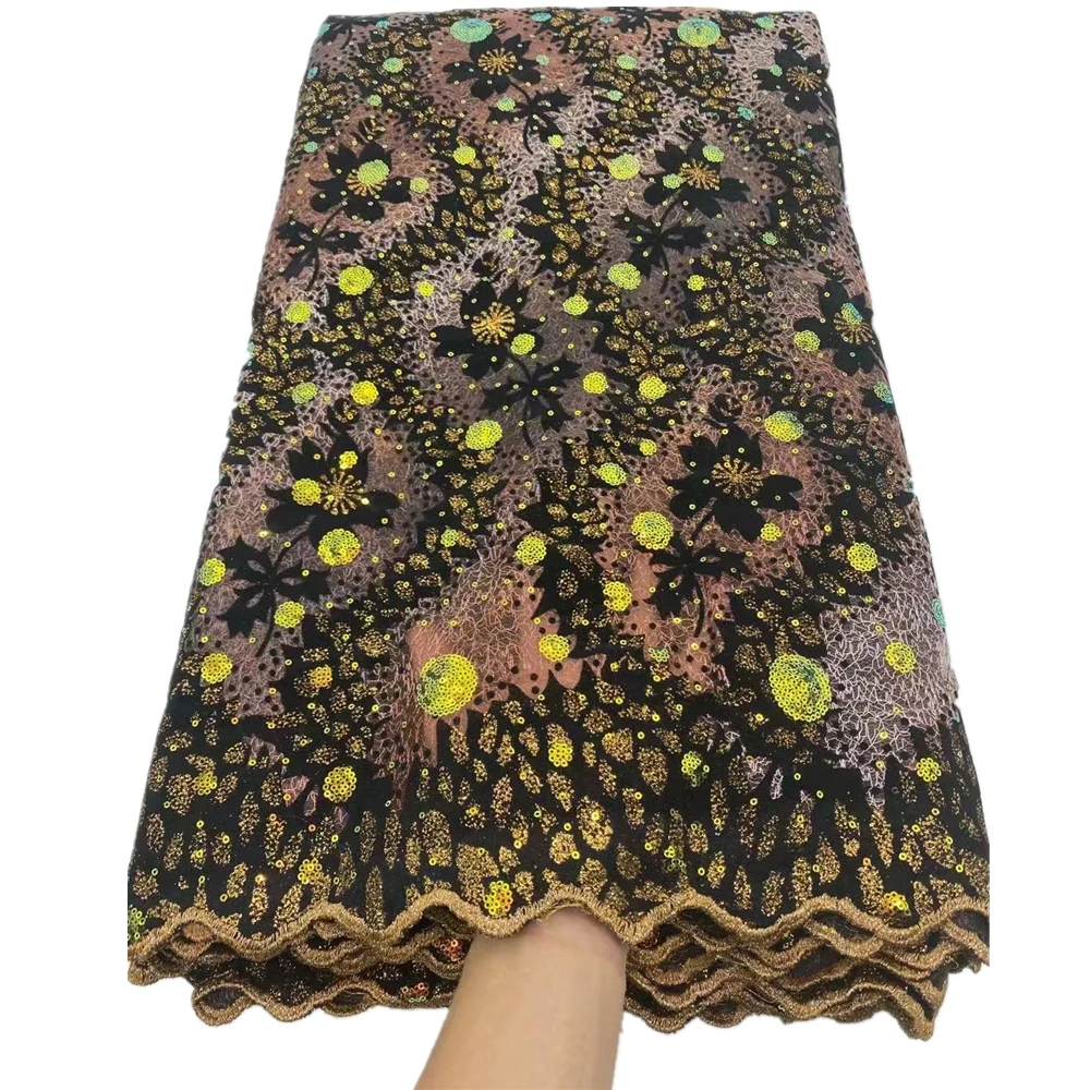 

African Lace Fabric 2021 High Quality Lace French Net Embroidery Sequins Tulle Lace Fabric For Wedding Dress xh66-472