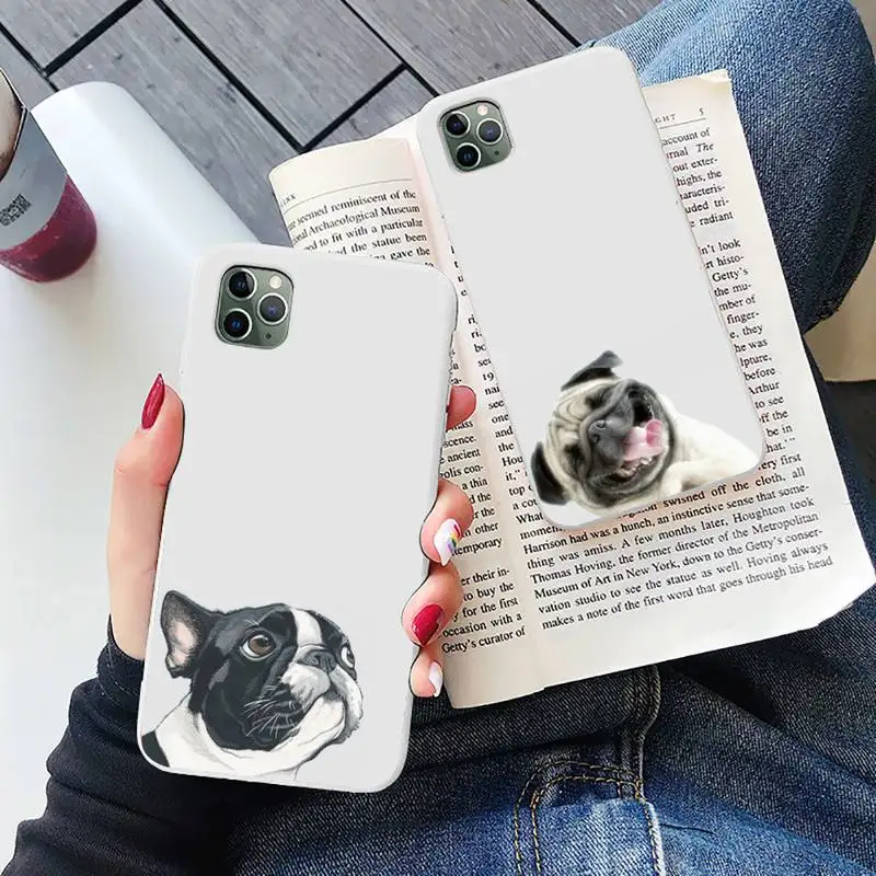 Pug Dog French Bulldog cute animal funda coque cover Phone Case Candy Color for iPhone 6 7 8 11 12 s mini pro X XS XR MAX Plus | Мобильные