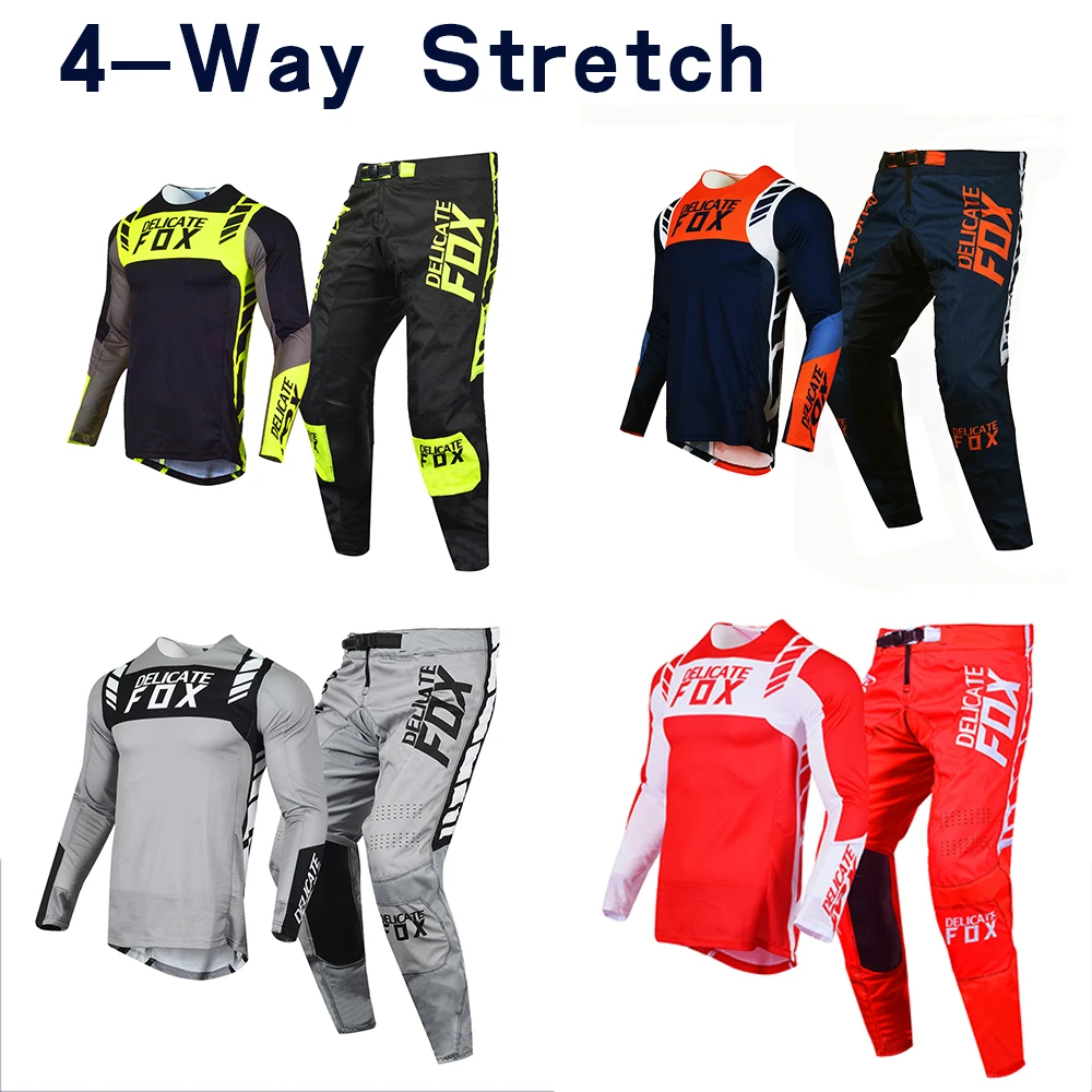Motocross Racing Gear Set Flexair Mach Jersey Pants Mountain Bicycle Offroad Kits Downhill Bike 4-Way Stretch Suit