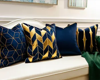 

Vintage geometric bule black grey green pillow/almofadas case,modern seat back cushion cover 45 50,decorative throw pillow case