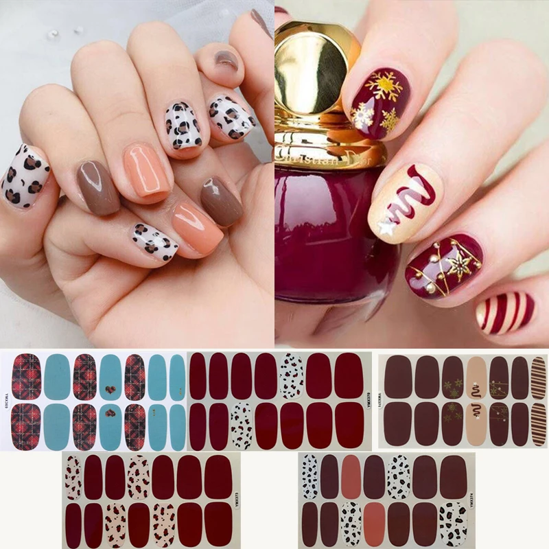 14Tips/Sheet Multicolor Decals Nail Art Stickers Lattice Design Full Wraps Waterproof Strips DIY Manicure Decorations Woman | Красота и