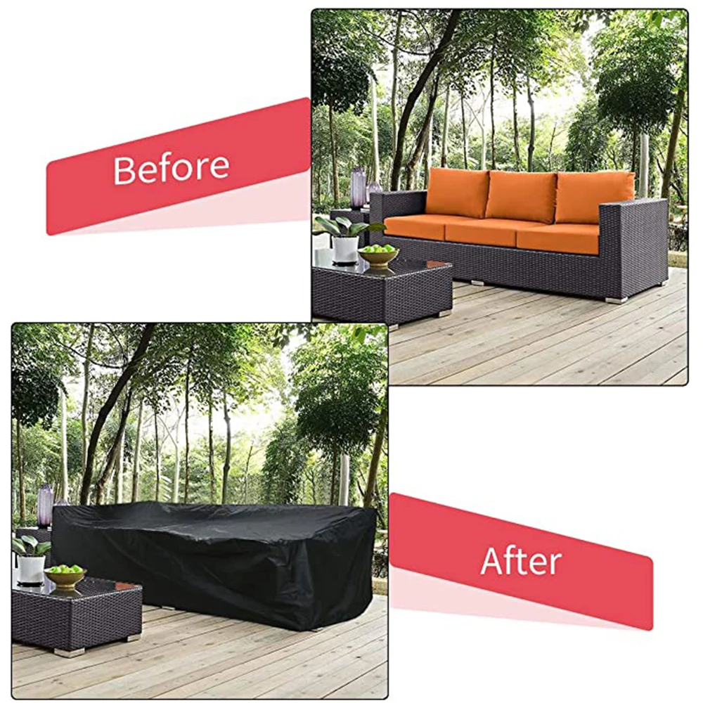 62 Size High Quality Outdoor Patio Waterproof Covers For Furniture Table Sofa Cover  210D Oxford Cloth Black Dust Cover 3