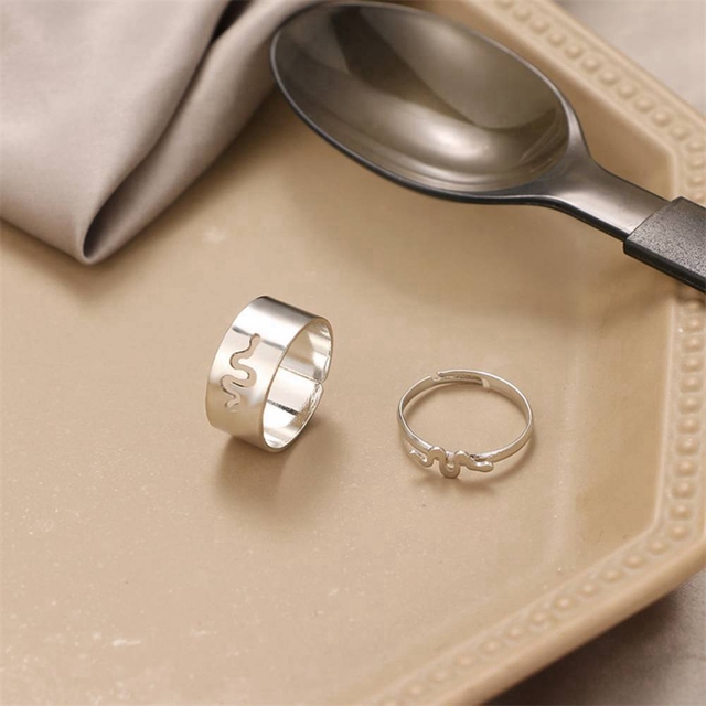 Silver Color Dinosaur Rings For Women Men Lover Couple Rings Set Friendship Engagement Wedding Open Rings 2021 Jewelry