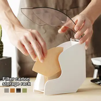 

Dust-proof Acrylic Hand-drip Coffee Filter Paper Storage Container Holder Rack you can easily put and take the paper filters.