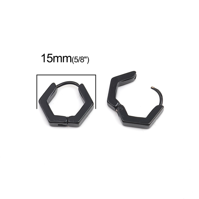 Box 304 Stainless Steel Geometric Hoop Earrings For Women Men Accessories Multicolor Black Rose Gold Loops,1 Pair