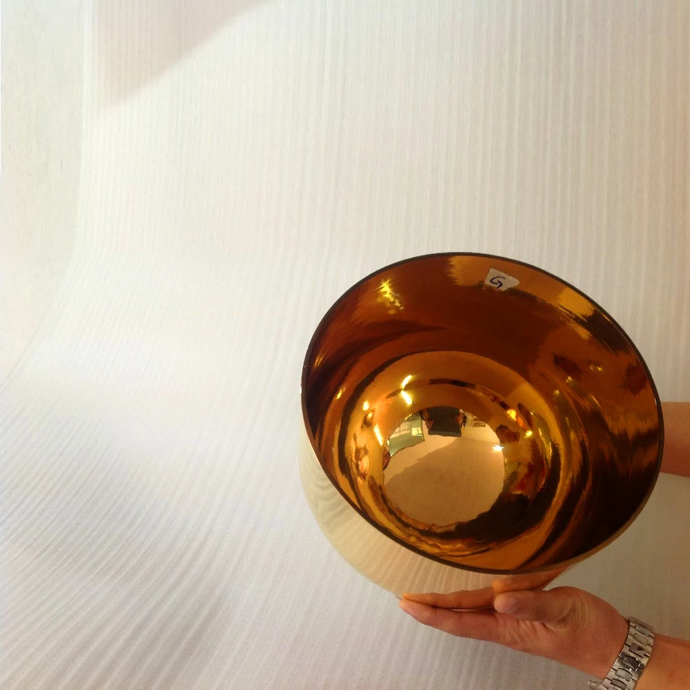 24k золото 1" большой диаметр кварцевый кристалл поющая чаша и большой мастер класс чаша для йоги или храма Поющая чаша