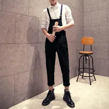 Модный мужской комбинезон, повседневный комбинезон на лямках, однотонный цвет, для бега, уличная одежда, штаны, регулируемые подтяжки, мужские комбинезоны, одежда