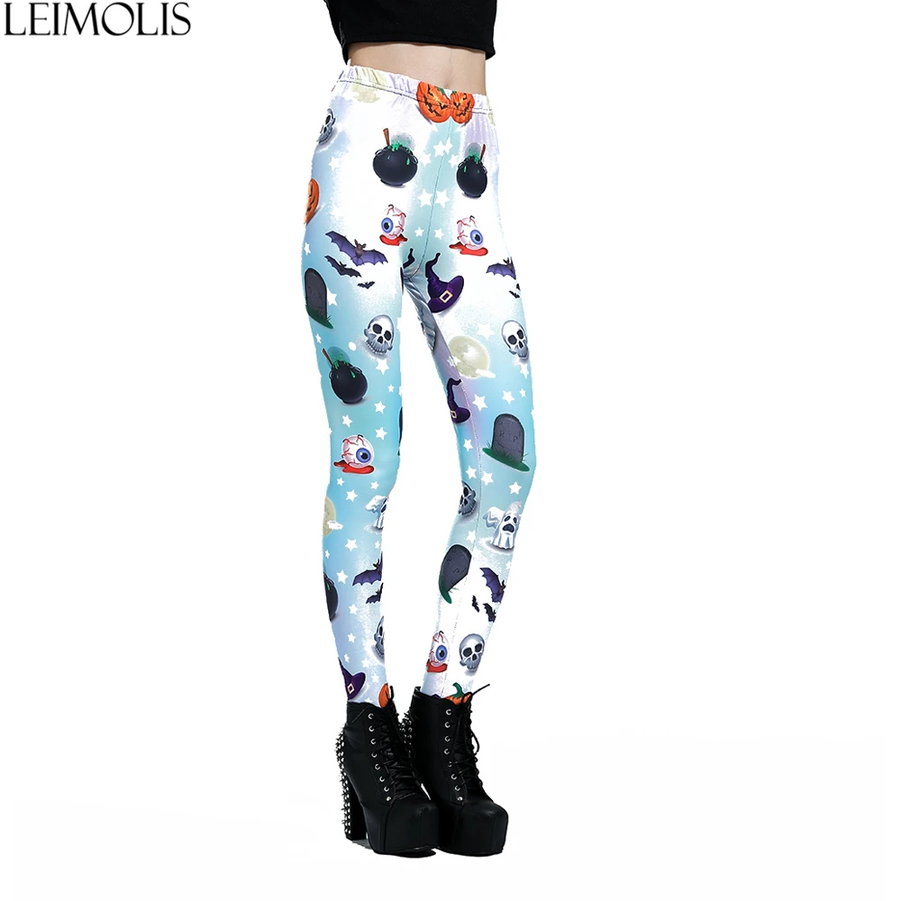 

LEIMOLIS 3D print Eyeball Skull Stars Gothic harajuku sexy plus size high waist push up fitness workout leggings women pants