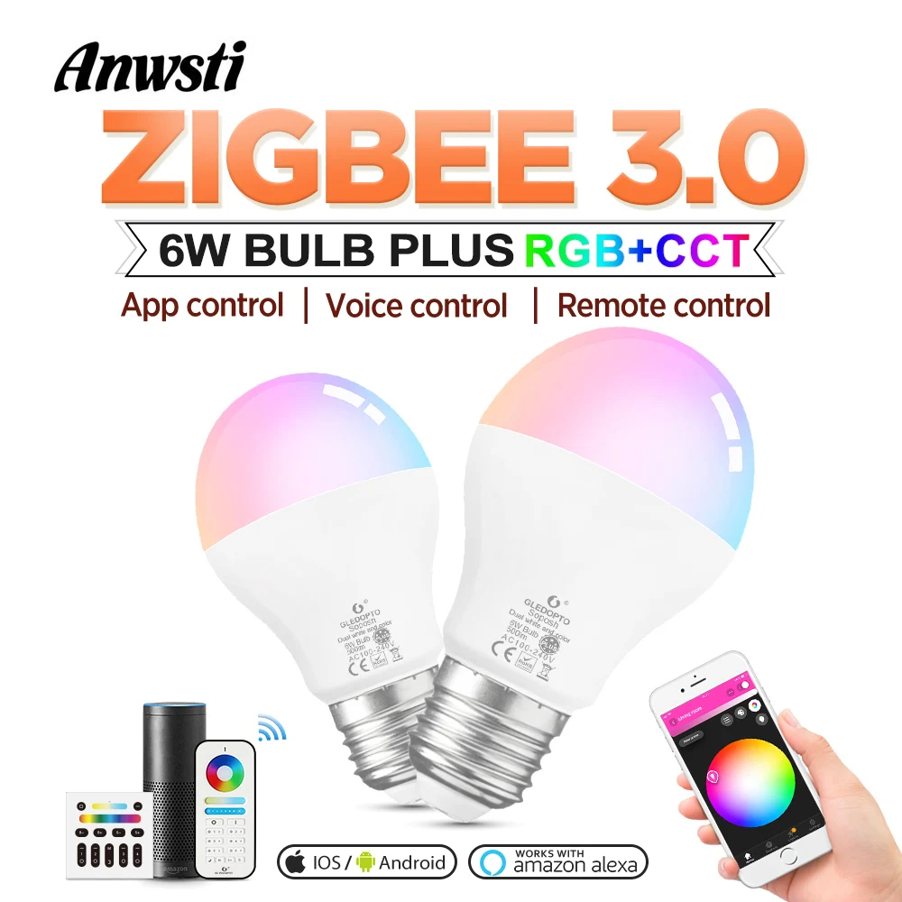 Умсветодиодный Светодиодная лампа Zigbee RGBCCT 6 Вт переменный ток 220 В зон