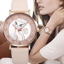 

Reloj Mujer Horloges Vrouwen Mooie Kat Lederen Quartz Horloge Relogio Casual Elegant Horloge Klok Reloj Mujer Montre Femme