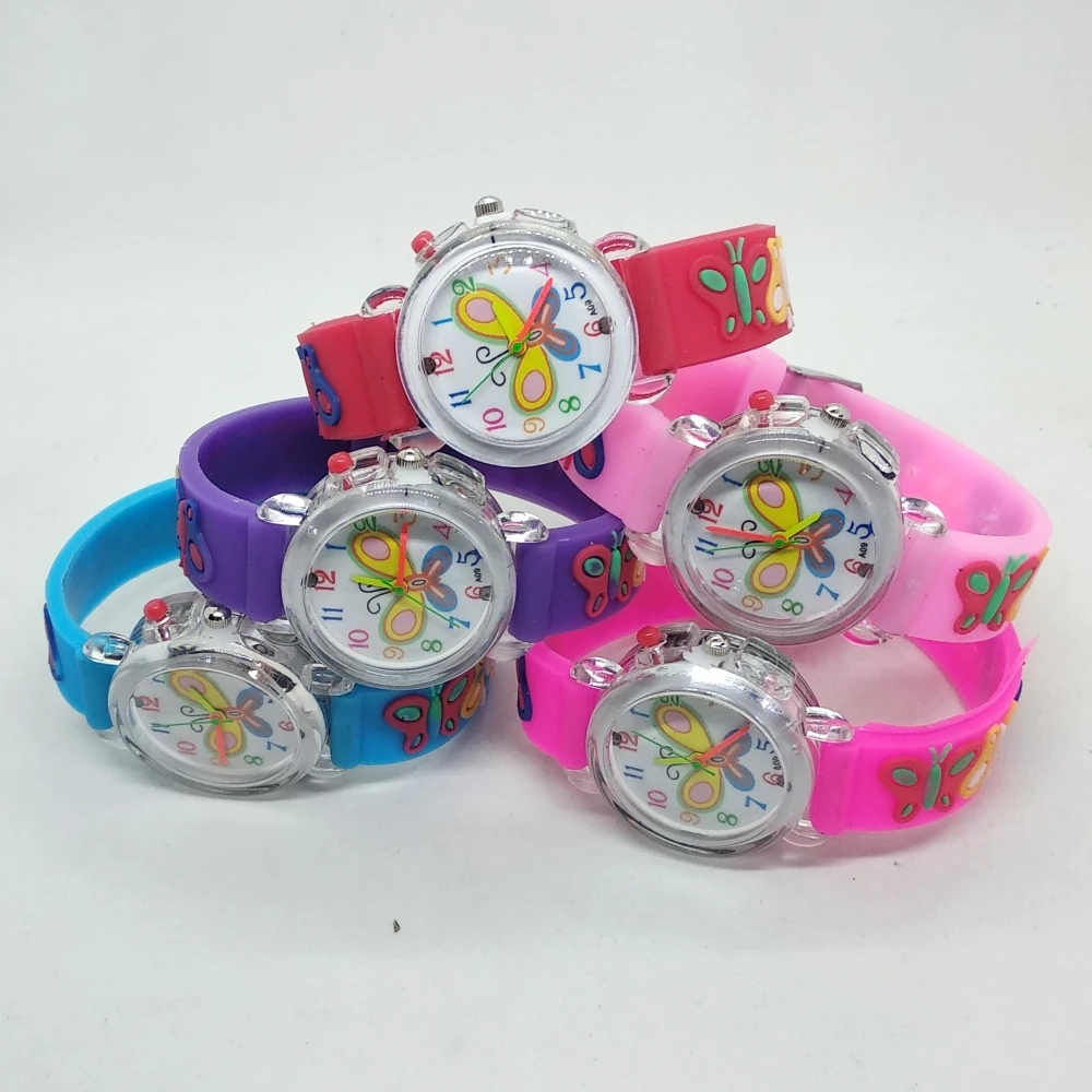 Colorful Flash Light Large Butterfly Dial Kids Watches Electronic Children Watch Girls Birthday Party Gift Boys Clock Wristwatch
