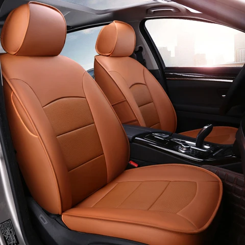 AutoDecorun чехлы из воловьей кожи, автомобильные чехлы для Infiniti QX60-, чехлы для сидений, набор аксессуаров, кожаные 7 сидений, подушки, 19 шт - Название цвета: Brown