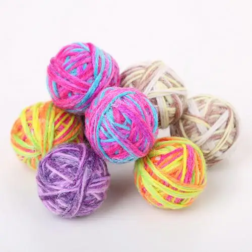 Random Color Питомец Колокольчик для котенка веселые игры шерстяная пряжа мяч Упражнение царапина игра жевательная игрушка питомец - Цвет: Random Color